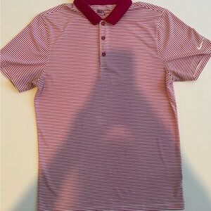 Nike Golf Maroon and White Striped Polo